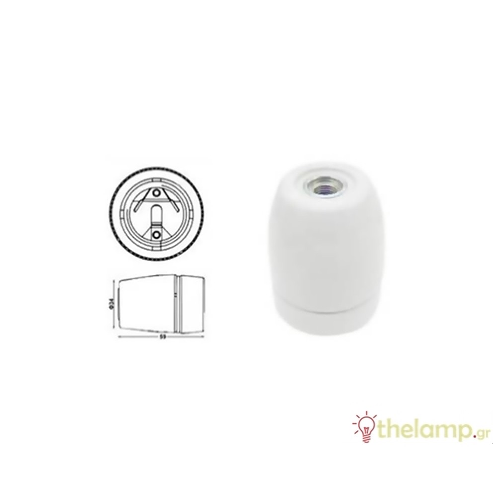 Ντουί πορσελάνης E27 με βίδα Μ10(1/8) FR510-2 FRH