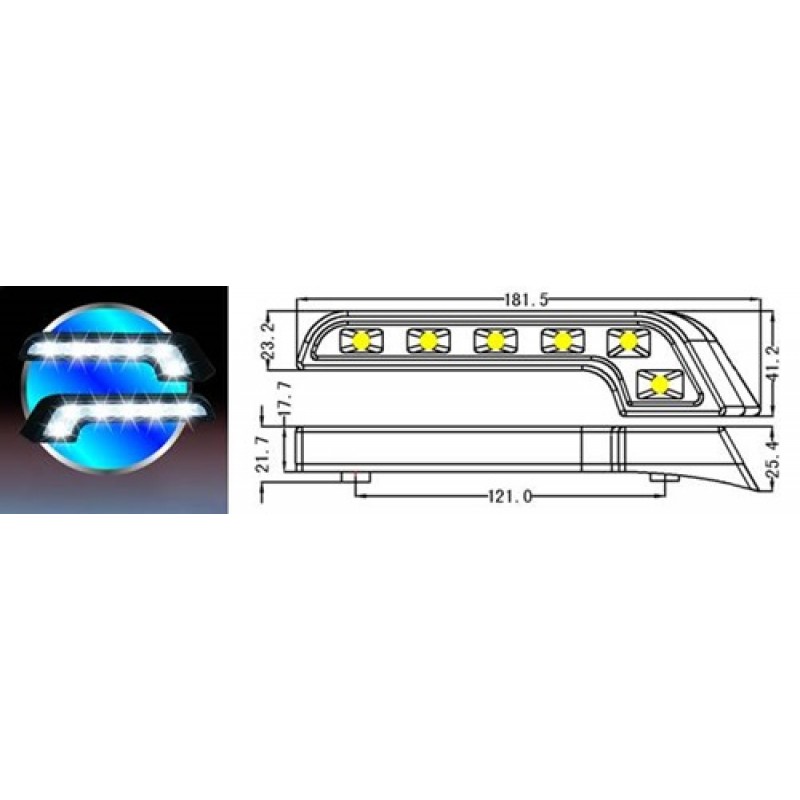 Φωτιστικό αυτοκινήτου ημέρας 6 led γωνία BY-9704 Besyo