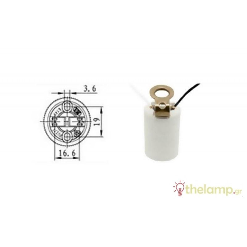 Ντουί πορσελάνης E14 με λαμάκι Μ10 (1/8) FR528B FRH