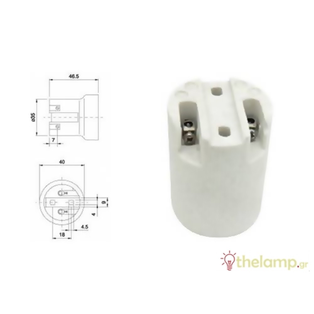 Ντουί πορσελάνης E14 πλαφόν LCV-1704 COL-FRH