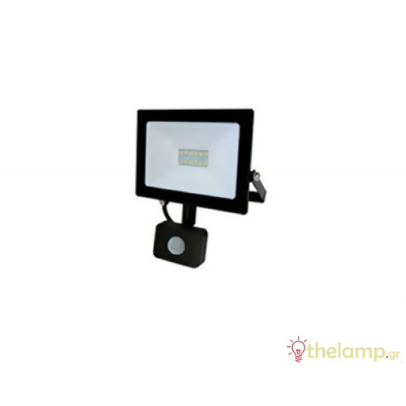 Προβολέας led slim 10W 240V day light 6500K μαύρος με αισθητήρα κίνησης QY-2601 LedOn