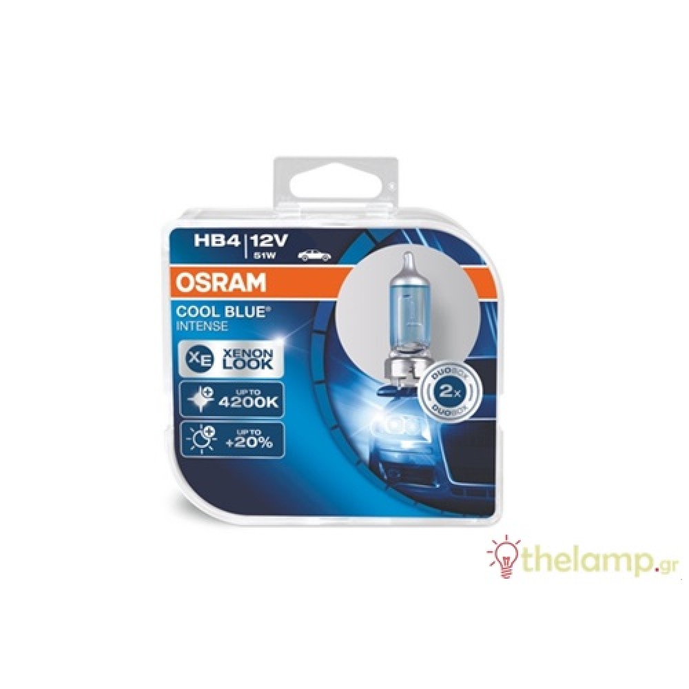 Osram 12V 51W P22d HB4 +15% cool white 4200K Cool Blue Intense DUO BOX 9006CBi