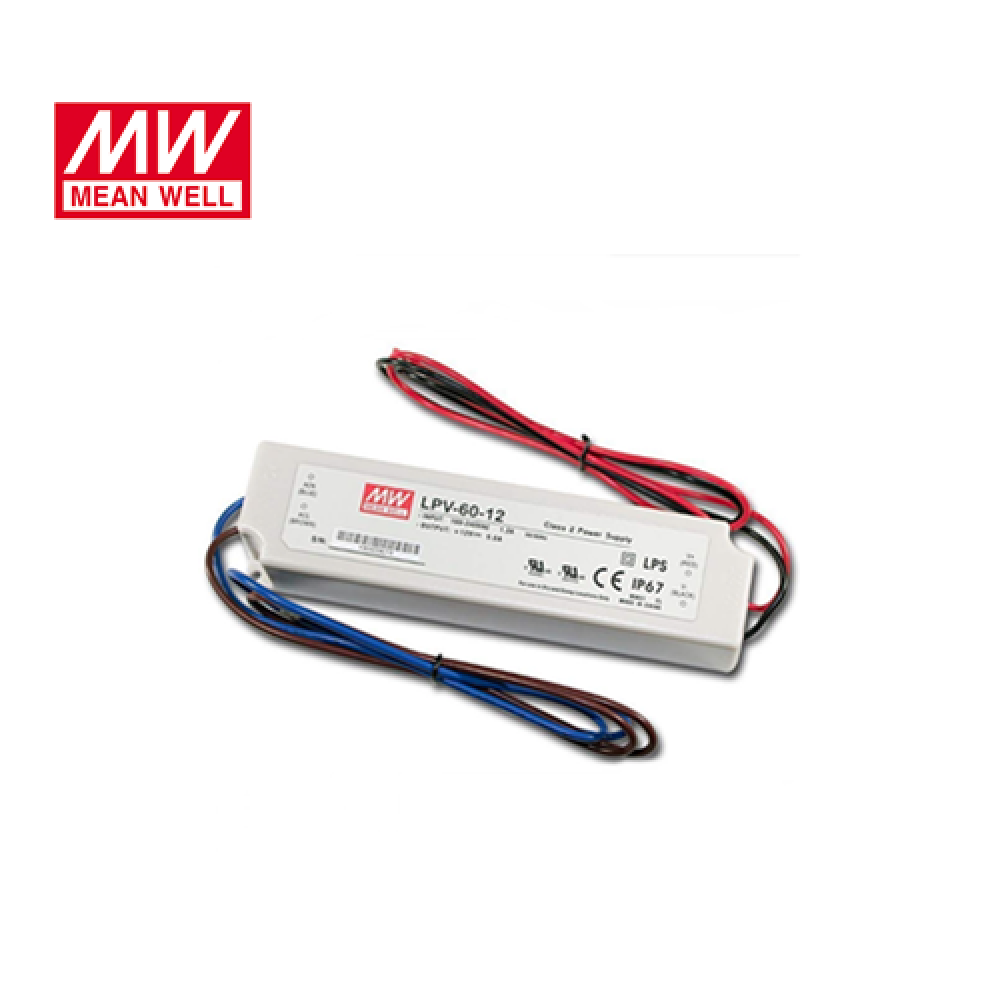 Τροφοδοτικό Led 230V IN -> OUT 12VDC 60W 5.0A IP67 LPV60-12 Mean Well