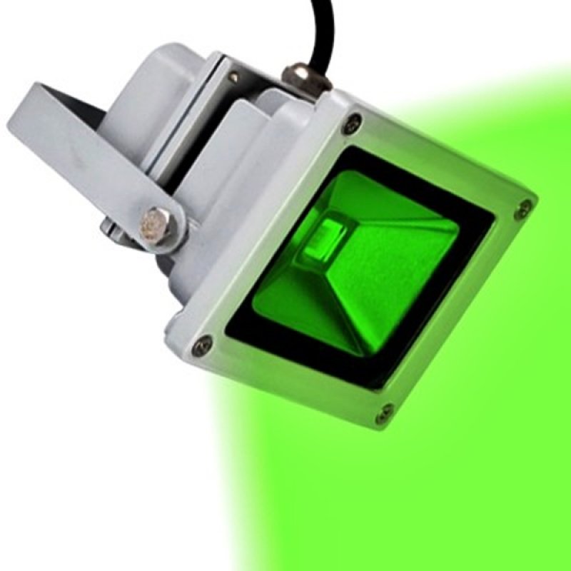 Προβολέας led 10W 230V πράσινο φώς ασημί/μαύρος