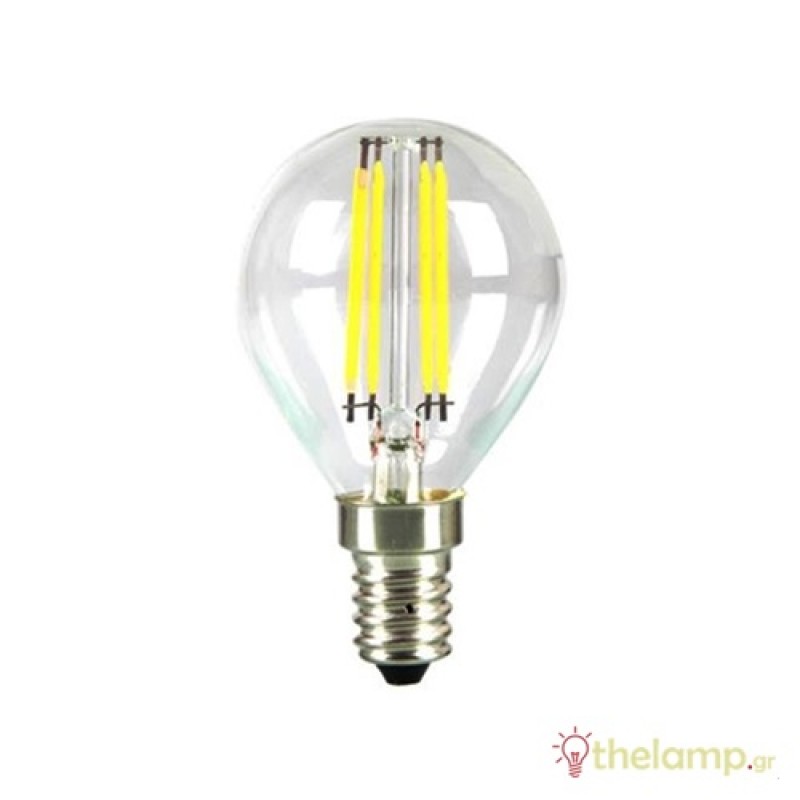 Led γλομπάκι filament P45 240V 4W E14 διάφανο cool white 4500K 4425 VT-1996 V-TAC