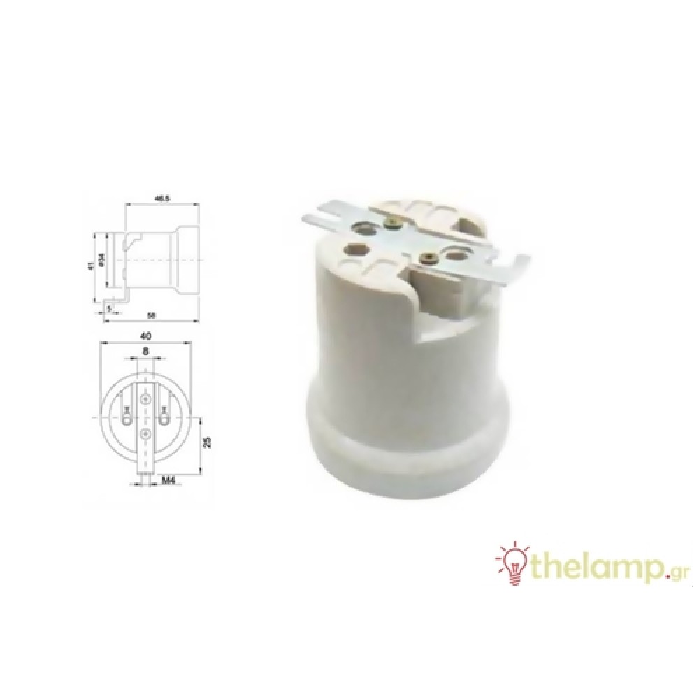 Ντουί πορσελάνης E40 πλαφόν με λαμάκι LCS-4001-B COL-FRH