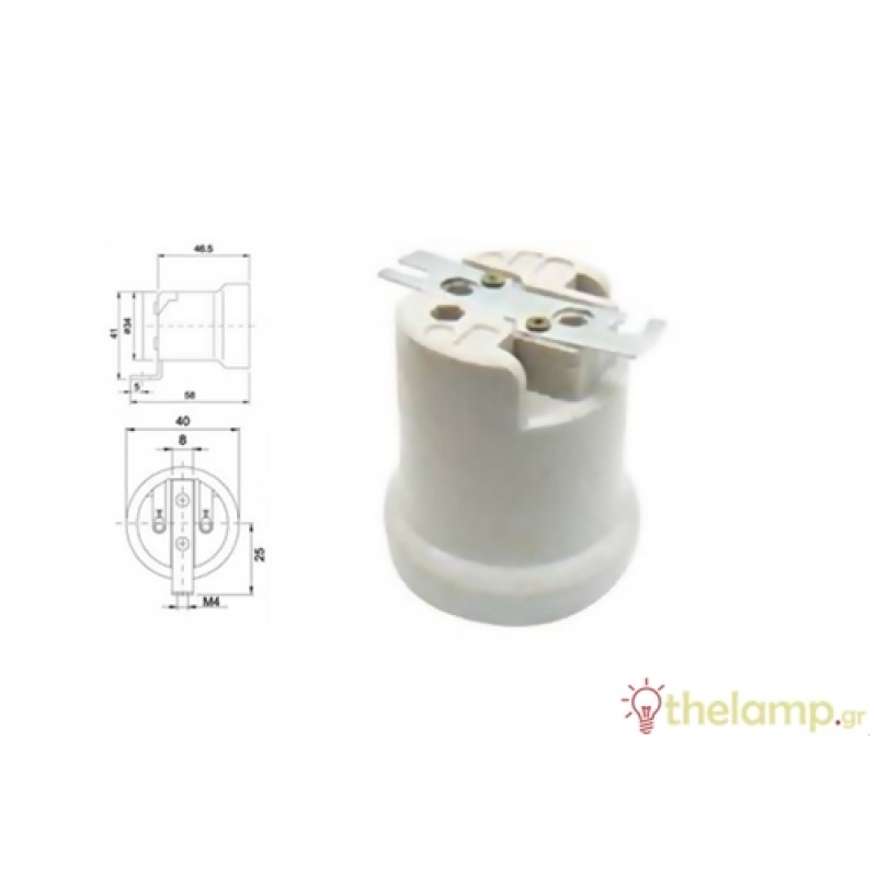 Ντουί πορσελάνης E40 πλαφόν με λαμάκι LCS-4001-B COL-FRH
