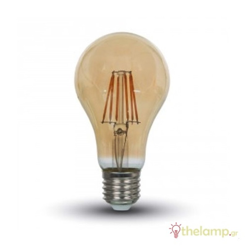 Led filament A67 240V 8W E27 διάφανη κεχριμπάρι warm white 2200K 4472 VT-1958 V-TAC