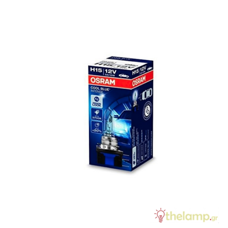 Osram 12V 55/15W PGJ23t-1 H15 +20% warm white 3700K Cool Blue Intense 64176CBN