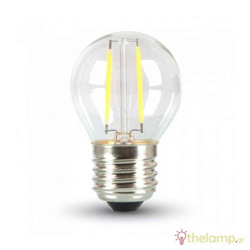 Led γλομπάκι filament G45 240V 4W E27 διάφανο cool white 4500K 4427 VT-1980 V-TAC