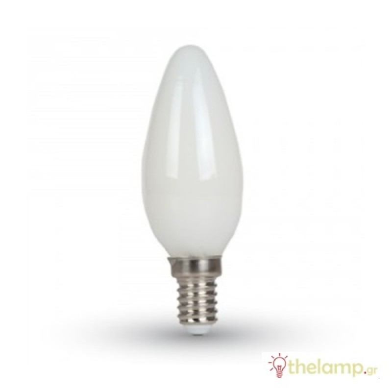Led κερί filament B40 240V 4W E14 white cover day light 6400K 7103 VT-1924 V-TAC