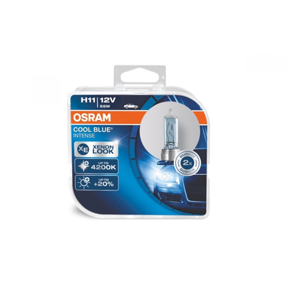 Osram 12V 55W PGJ19-2 H11 +20% cool white 3850K Cool Blue Intense DUO BOX 64211CBi