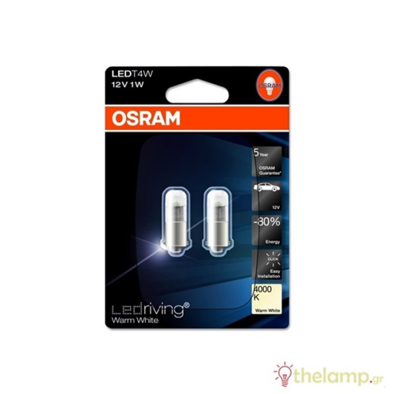 Osram Led 12V 1W BA9s T4W cool white 4000K LEDriving Premium DUO blister 3850WW-02B