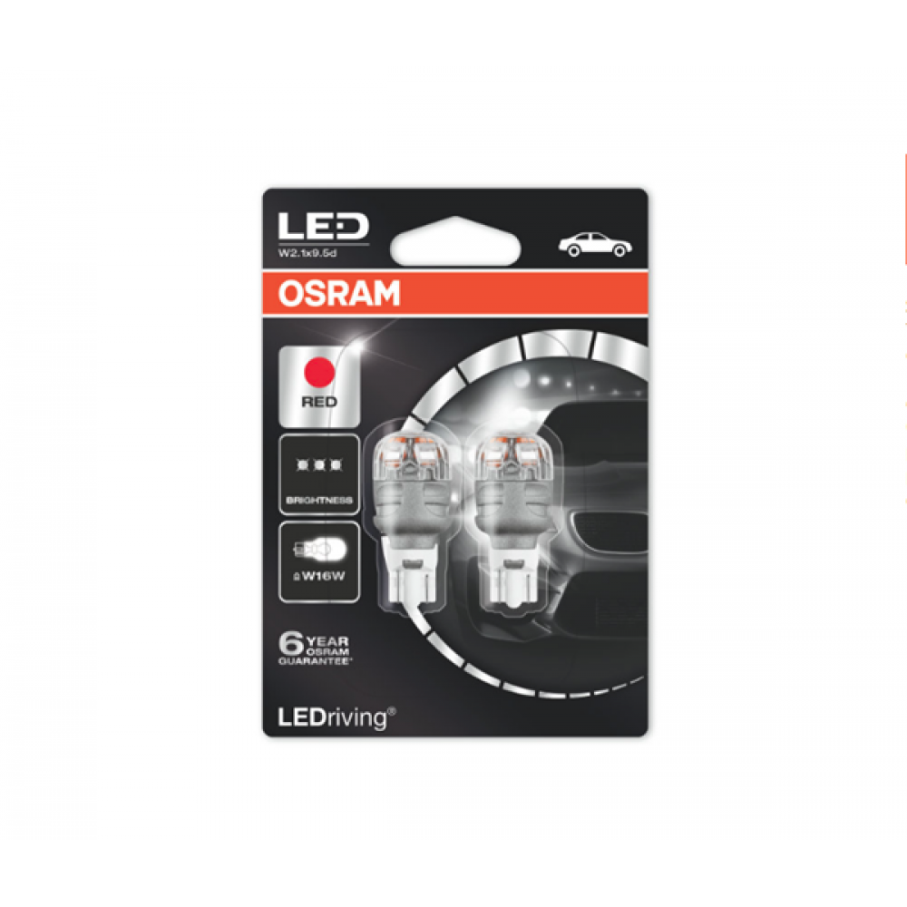 Osram Led 12V 2W W2.1x9.5d W16W red LEDriving Premium DUO blister 9213R-02B