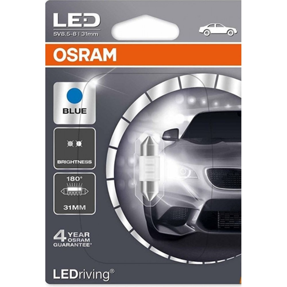 Osram Led 12V 0.5W SV8.5-8 C5W blue LEDriving Standard BLI1 6431BL-01B
