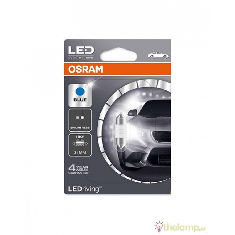 Osram Led 12V 0.5W SV8.5-8 C5W μπλε LEDriving Standard BLI1 6431BL-01B