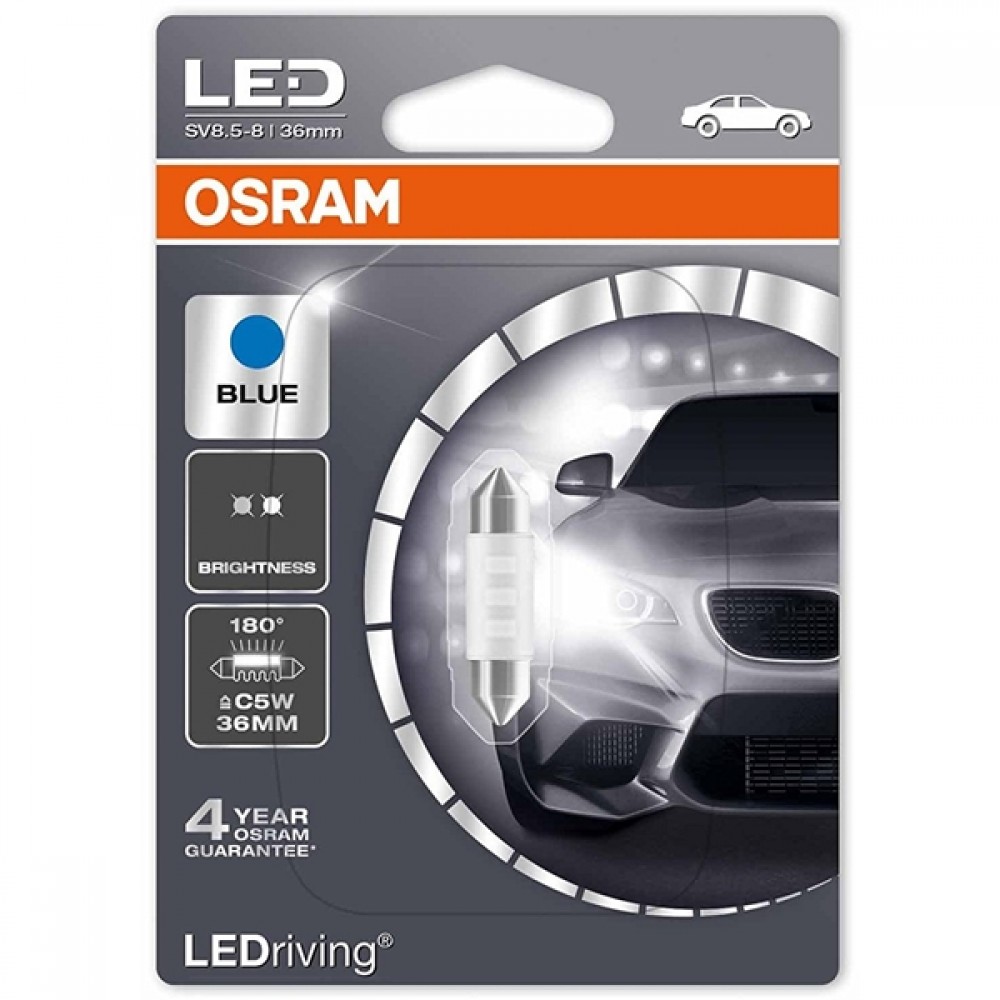 Osram Led 12V 0.5W SV8.5-8 C5W blue LEDriving Standard BLI1 6436BL-01Β