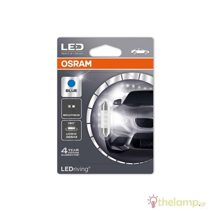 Osram Led 12V 0.5W SV8.5-8 C5W μπλε LEDriving Standard BLI1 6436BL-01Β