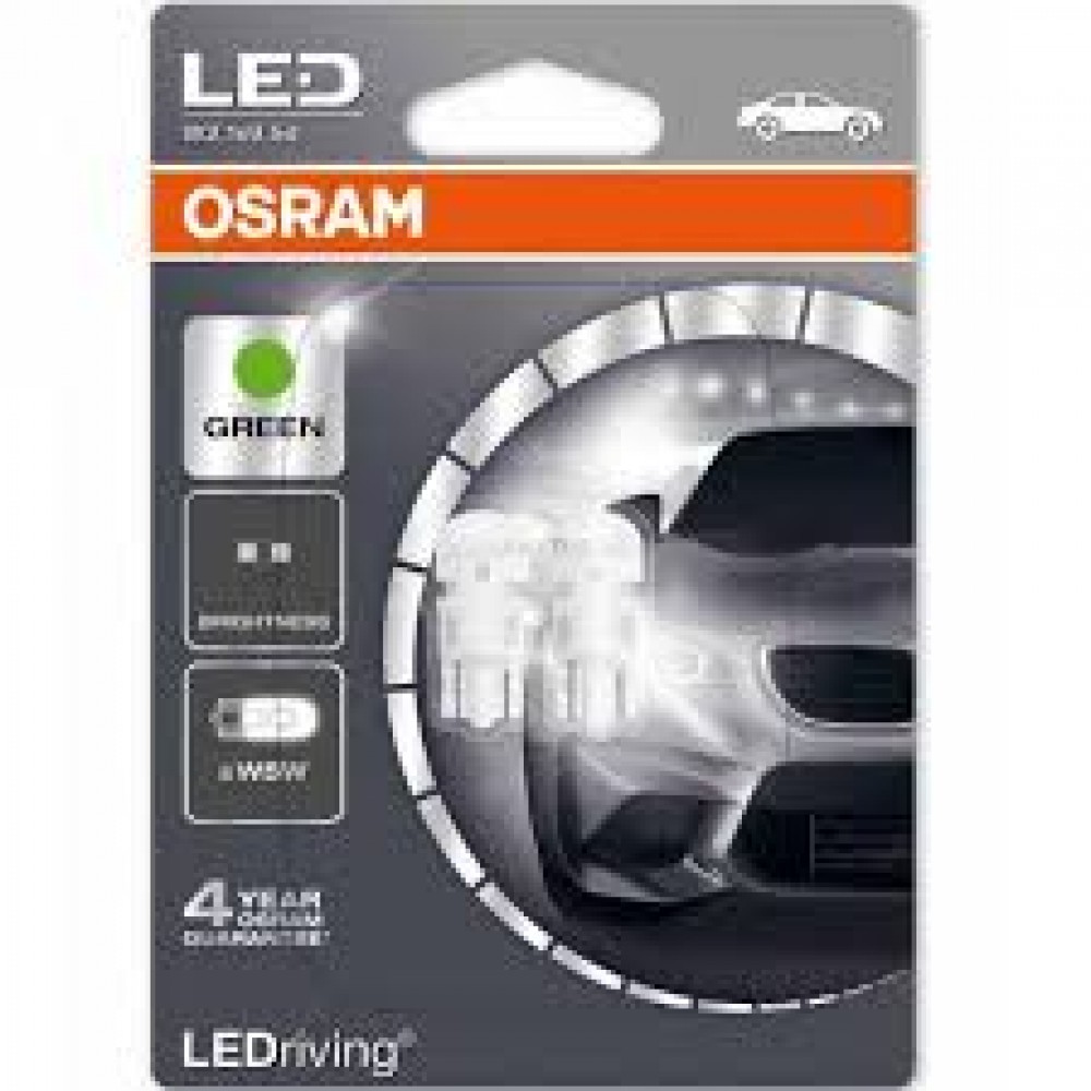 Osram Led 12V 1W W2.1x9.5d W5W green LEDriving Standard DUO blister 2880GR-02B