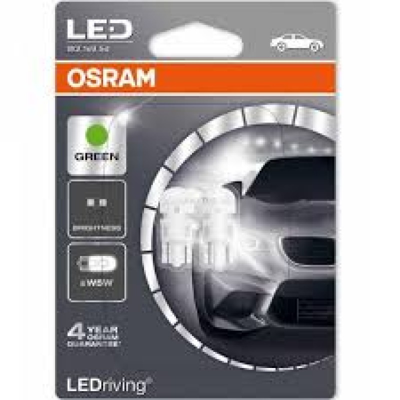 Osram Led 12V 1W W2.1x9.5d W5W πράσινο LEDriving Standard DUO blister 2880GR-02B
