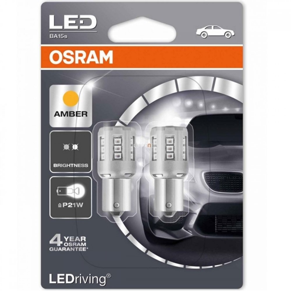 Osram Led 12V 1W BA15s P21W κίτρινο LEDriving Standard DUO blister 7456YE-02B
