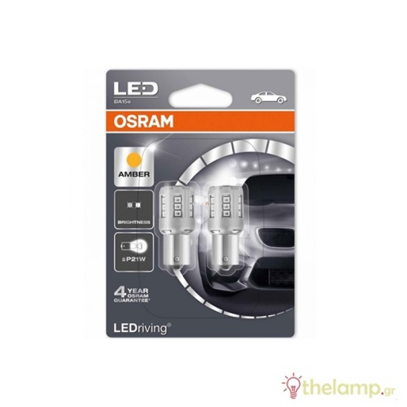 Osram Led 12V 1W BA15s P21W κίτρινο LEDriving Standard DUO blister 7456YE-02B