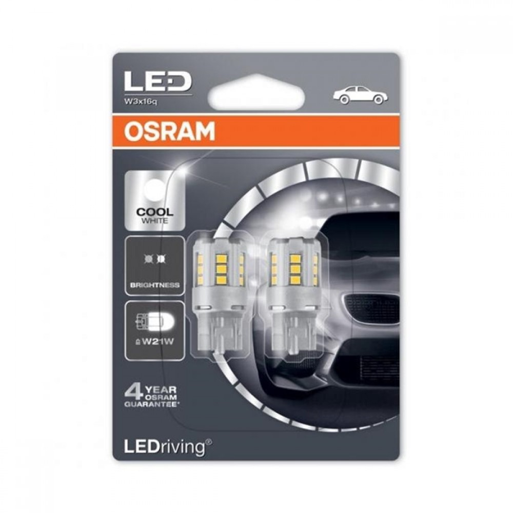 Osram Led 12V 2.5W W3x16d W21W day light 6000K LEDriving Standard DUO  blister 7705CW-02 - Lamp center The complete lamp shop