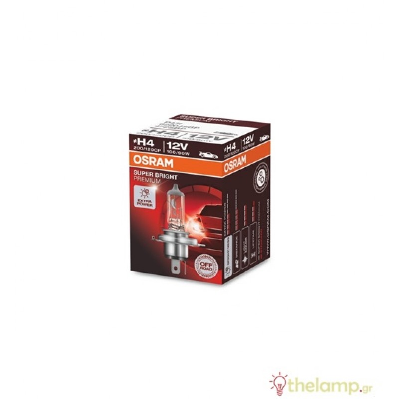 Osram 12V 100/90W H4 P43t 4800K Super Bright Premium 62204SBP
