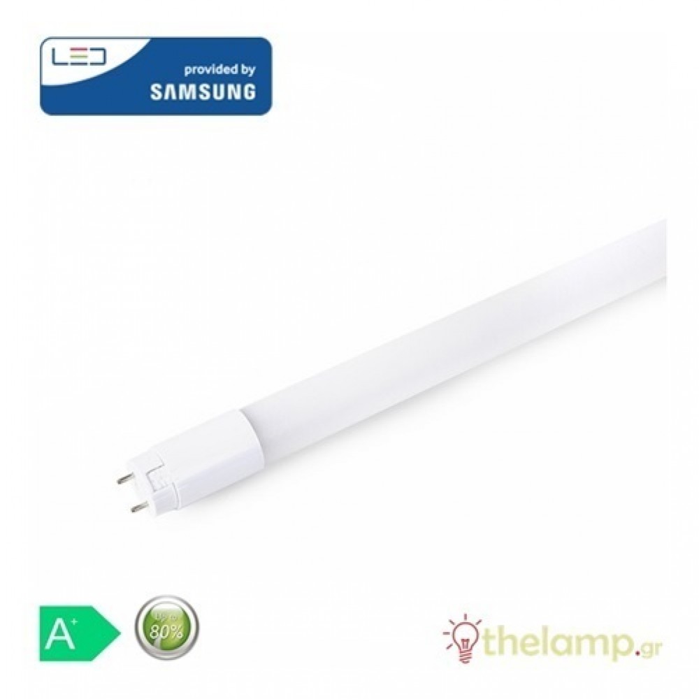 Led tube lamp 10W T8 G13 230V 60cm 160° nano plastic warm white 3000K Samsung chip 650 VT-061 IP20 V-TAC