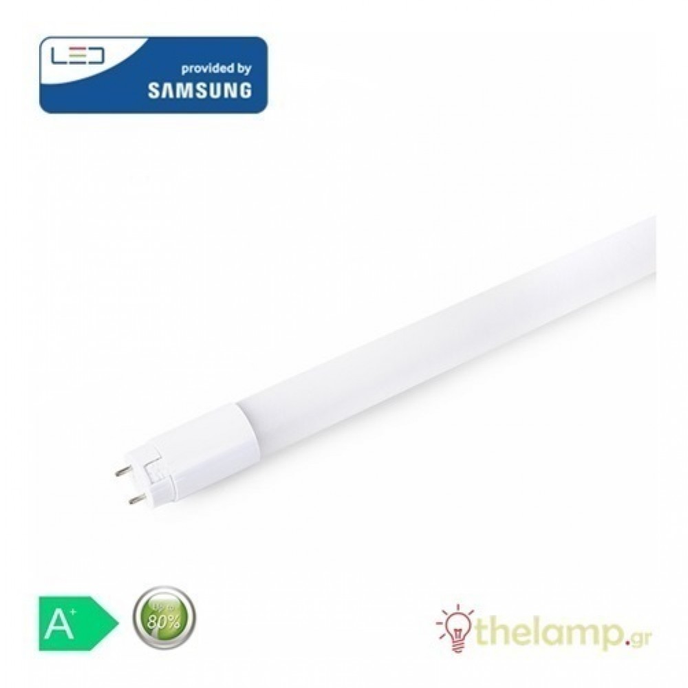 Led tube lamp 18W T8 G13 230V 120cm 160° nano plastic warm white Samsung chip 3000K 653 VT-121 V-TAC