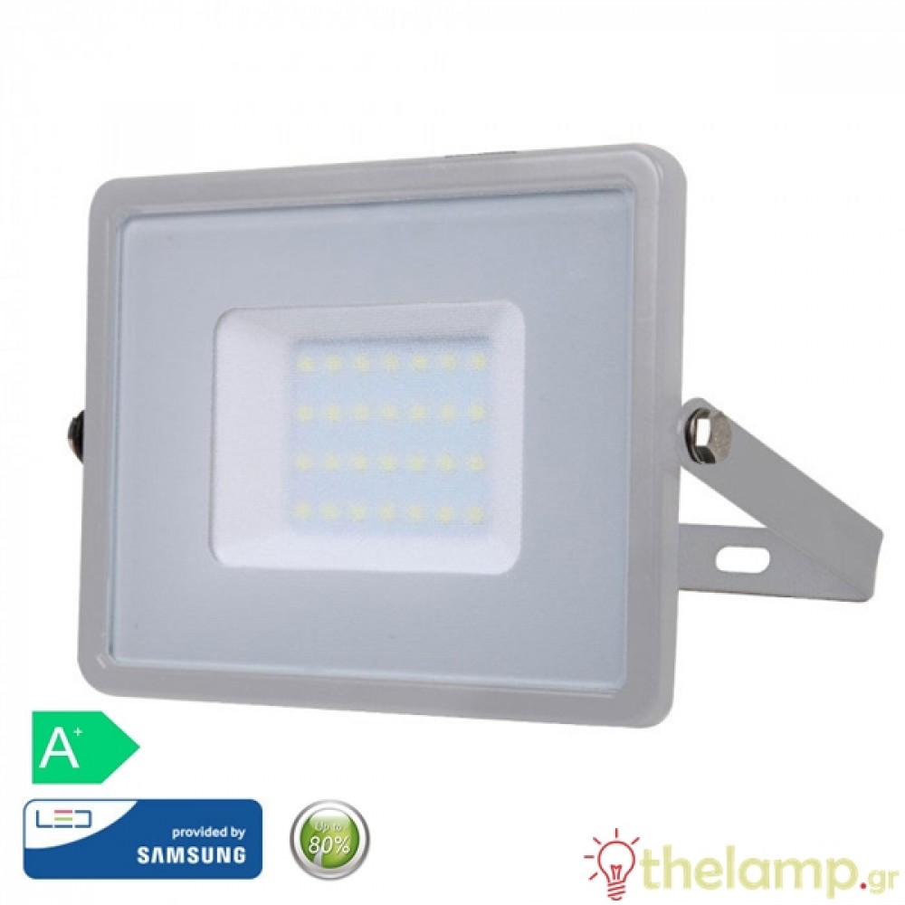 Floodlight led 30W 230V 100° warm white 3000K grey Samsung chip 454 VT-30 V-TAC