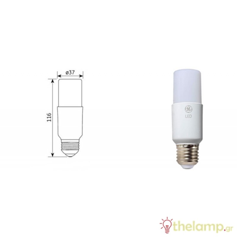 Led σωληνωτή T37 220-240V 6W E27 cool white 4000Κ Tungsram