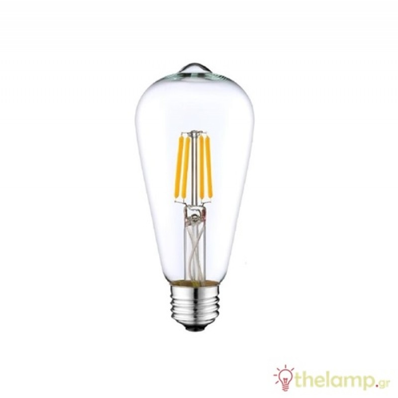 Led filament ST64 240V 9W E27 διάφανη warm white 2800K dimmable Φos_me