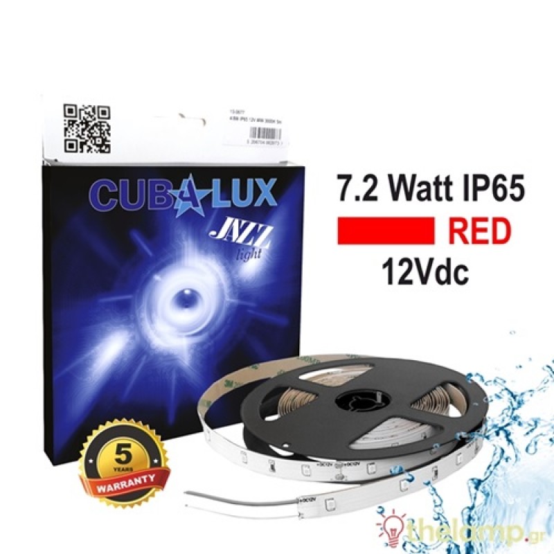 Led ταινία 12V 6W 30led cool white 3000K με αυτοκόλλητο TΩRA IP20 Cuba Lux