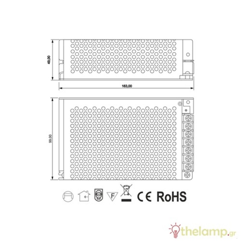 Τροφοδοτικό Led 230V IN -> OUT 12VDC 36W 2.9A IP20 TΩRA Cuba Lux