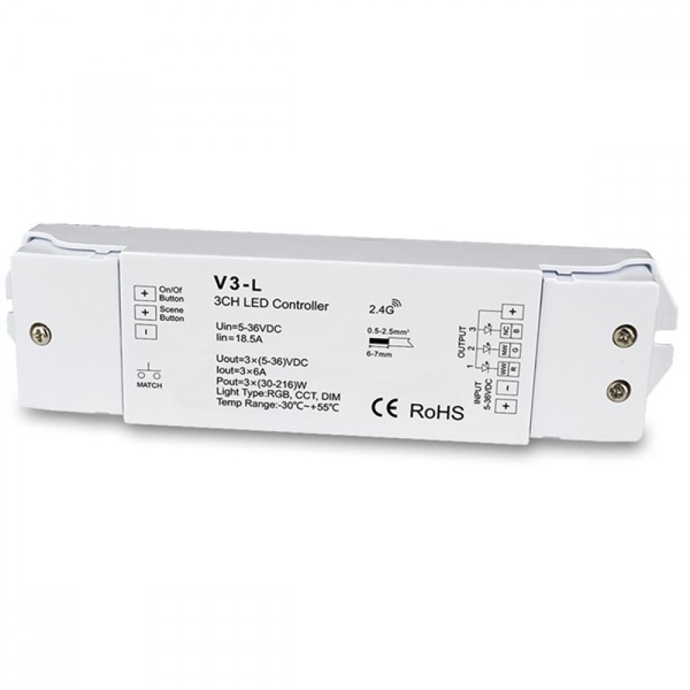 Controller Simlicity dimming 3 channels multiple functions for led strip V3-L Cuba Lux
