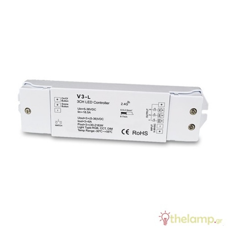 Controller Simlicity dimming 3 καναλιών πολλαπλών λειτουργιών για led ταινία V3-L Cuba Lux