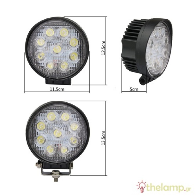 Προβολέας led 27W 9-32V 30° στρόγγυλος day light 6500K μαύρος BY-13527B