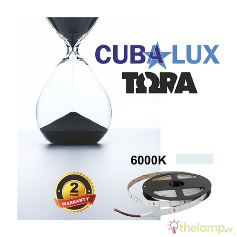 Led ταινία 24V 11,4W 60led day light 6000K με αυτοκόλλητο TΩRA IP20 Cuba Lux