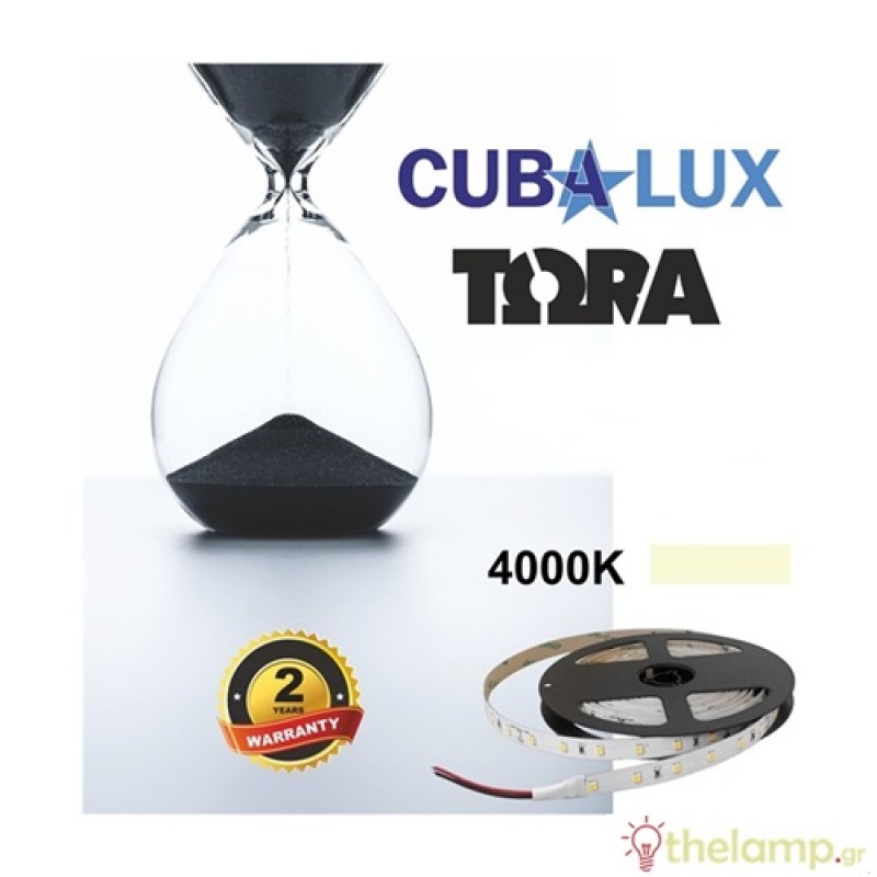 Led ταινία 24V 11,4W 60led cool white 4000K με αυτοκόλλητο TΩRA IP20 Cuba Lux