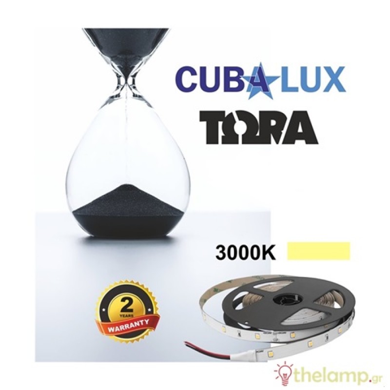 Led ταινία 24V 11,4W 60led warm white 3000K με αυτοκόλλητο TΩRA IP20 Cuba Lux