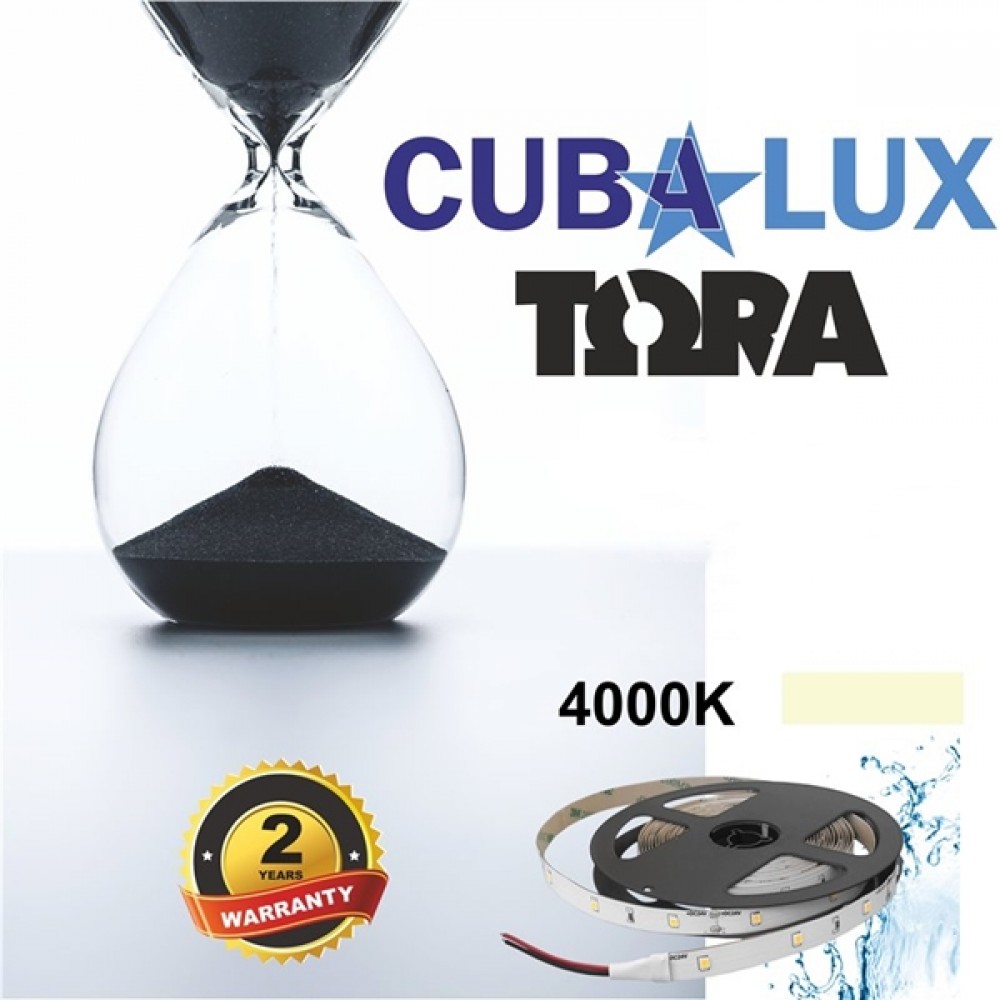 Led ταινία 24V 6W 30led cool white 4000K με αυτοκόλλητο TΩRA IP65 Cuba Lux