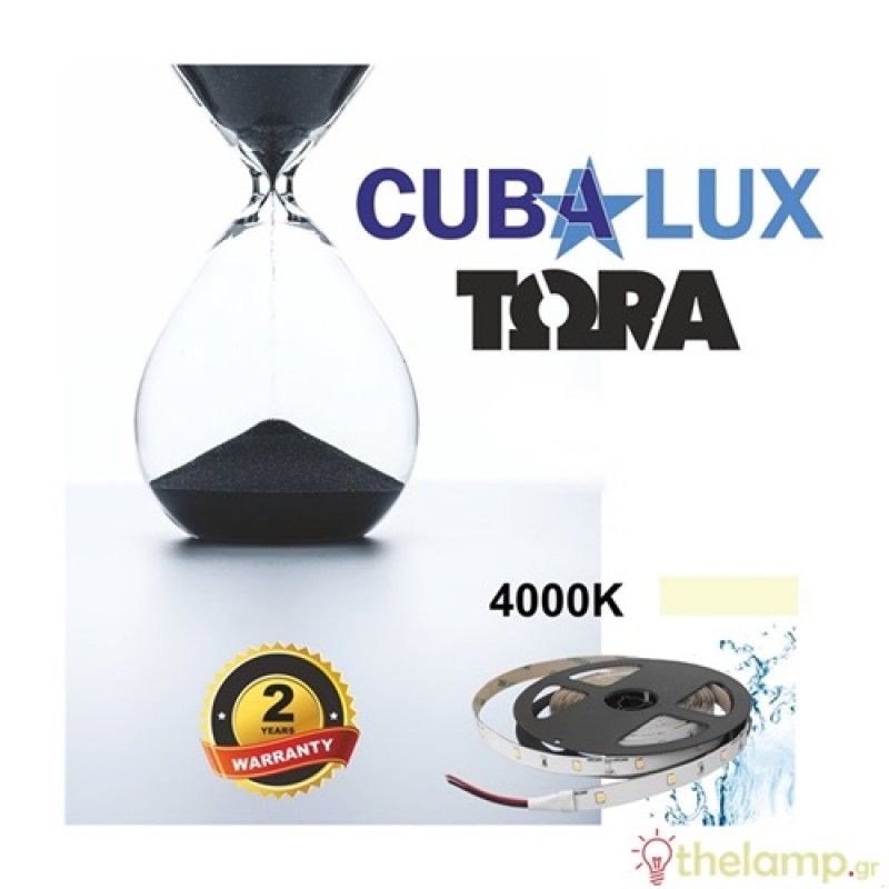 Led ταινία 24V 6W 30led cool white 4000K με αυτοκόλλητο TΩRA IP65 Cuba Lux