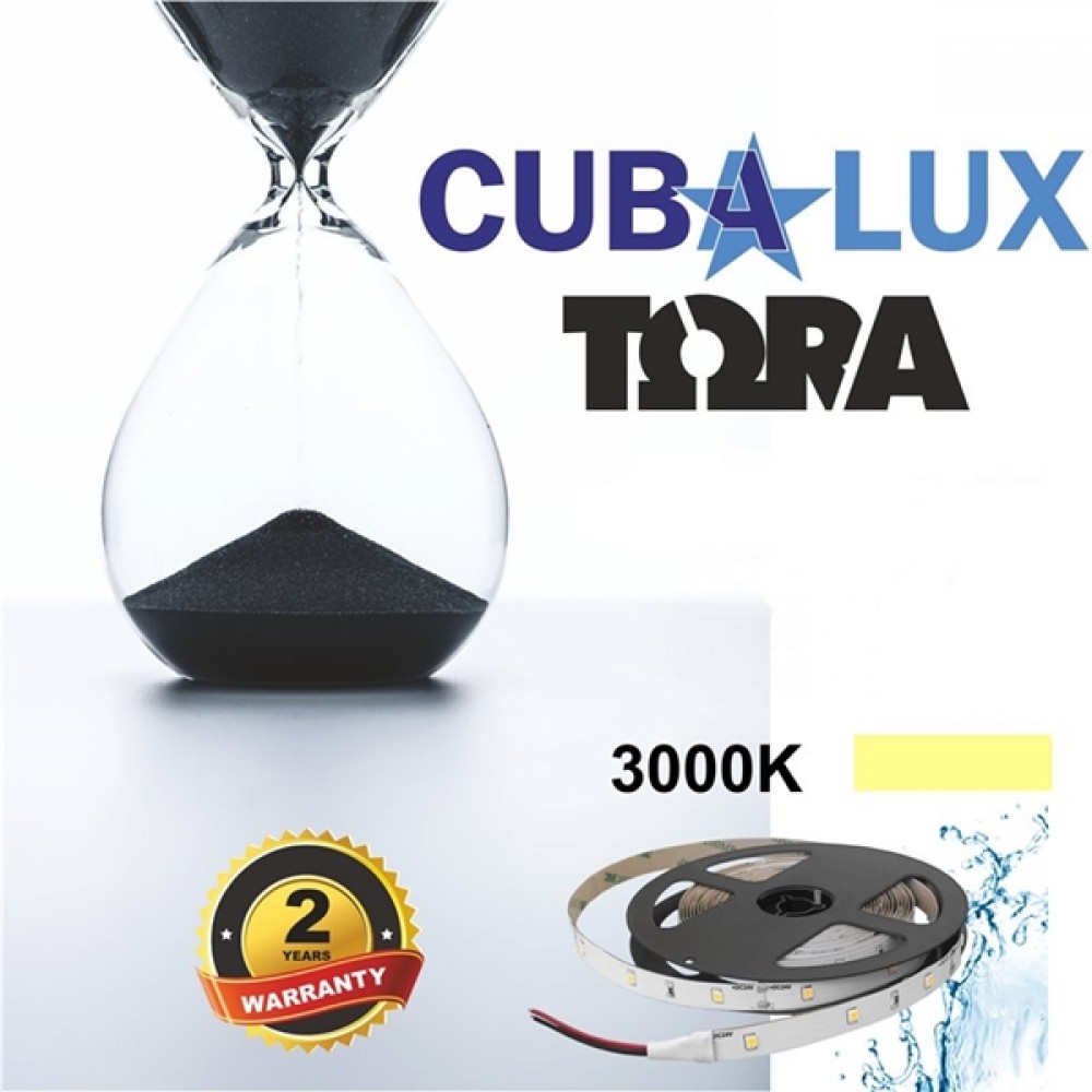 Led ταινία 24V 6W 30led warm white 3000K με αυτοκόλλητο TΩRA IP65 Cuba Lux