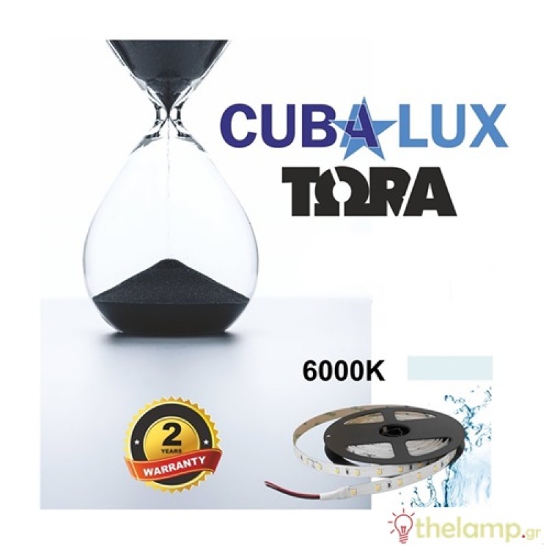 Led ταινία 24V 11,4W 60led day light 6000K με αυτοκόλλητο TΩRA IP65 Cuba Lux