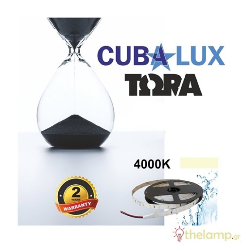 Led ταινία 24V 11,4W 60led cool white 4000K με αυτοκόλλητο TΩRA IP65 Cuba Lux
