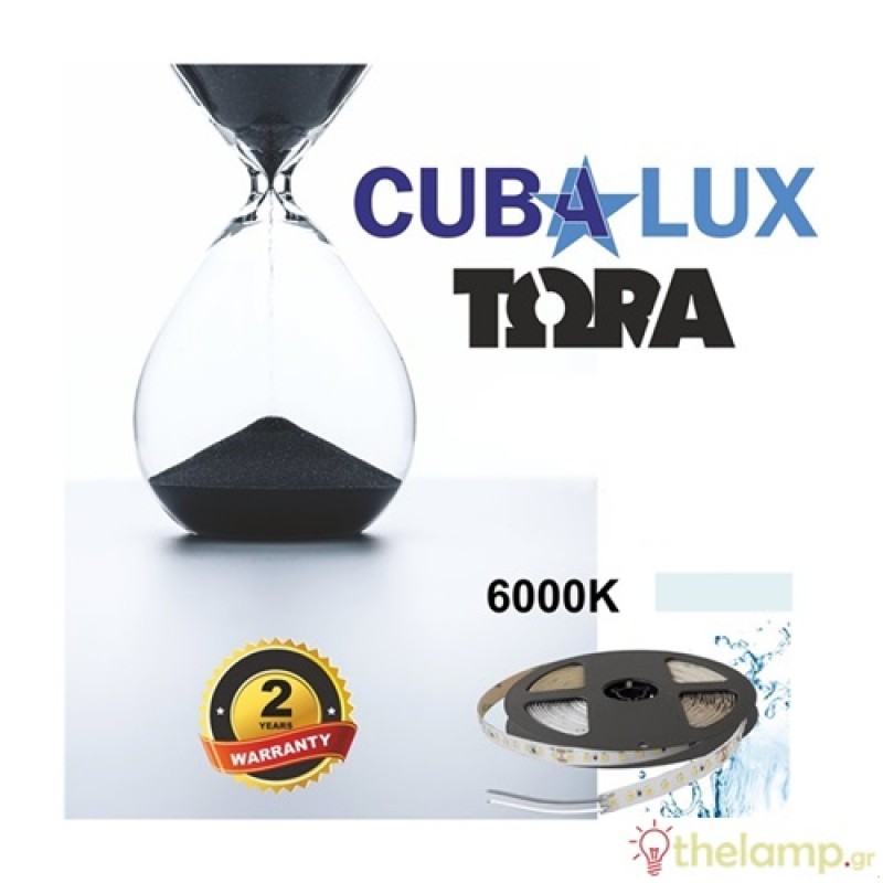 Led ταινία 24V 17W 120led day light 6000K με αυτοκόλλητο TΩRA IP65 Cuba Lux