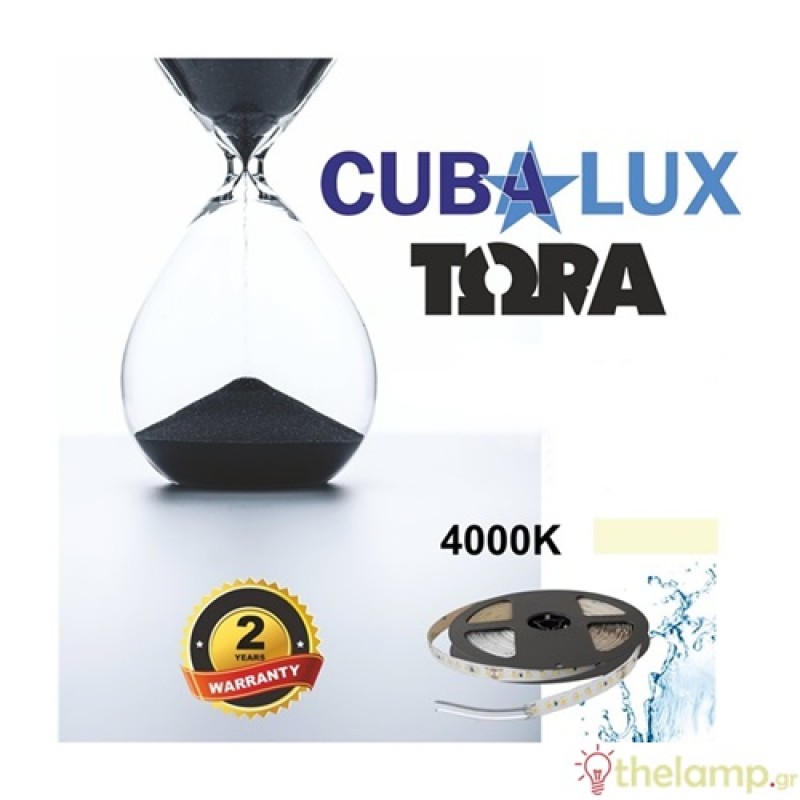Led ταινία 24V 17W 120led cool white 4000K με αυτοκόλλητο TΩRA IP65 Cuba Lux