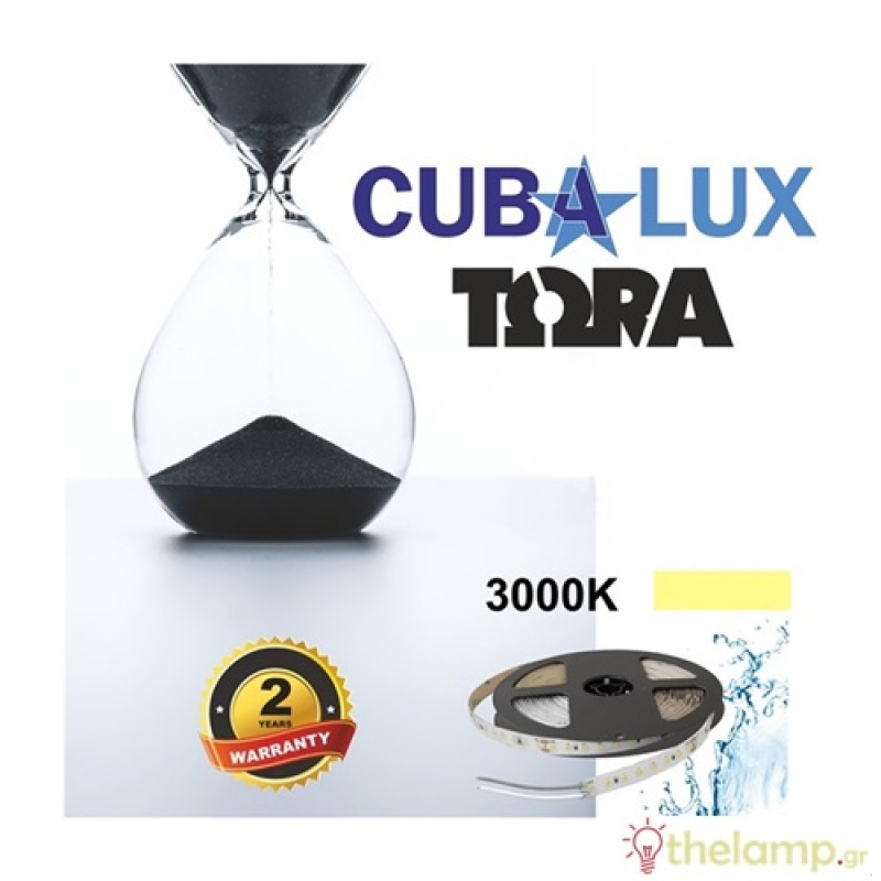 Led ταινία 24V 17W 120led warm white 3000K με αυτοκόλλητο TΩRA IP65 Cuba Lux
