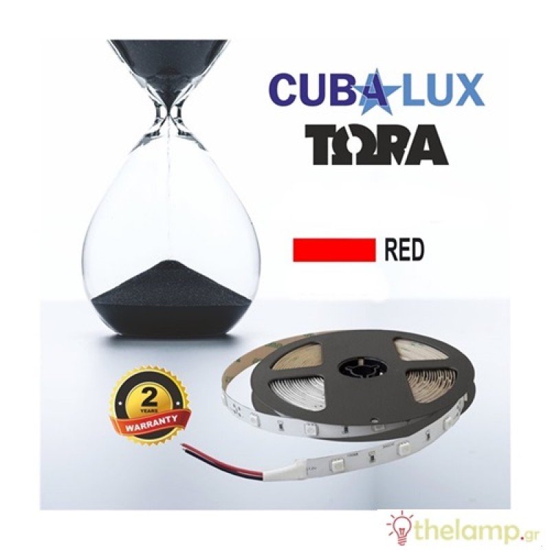 Led ταινία 12V 7.2W 30led κόκκινη με αυτοκόλλητο TΩRA IP20 Cuba Lux